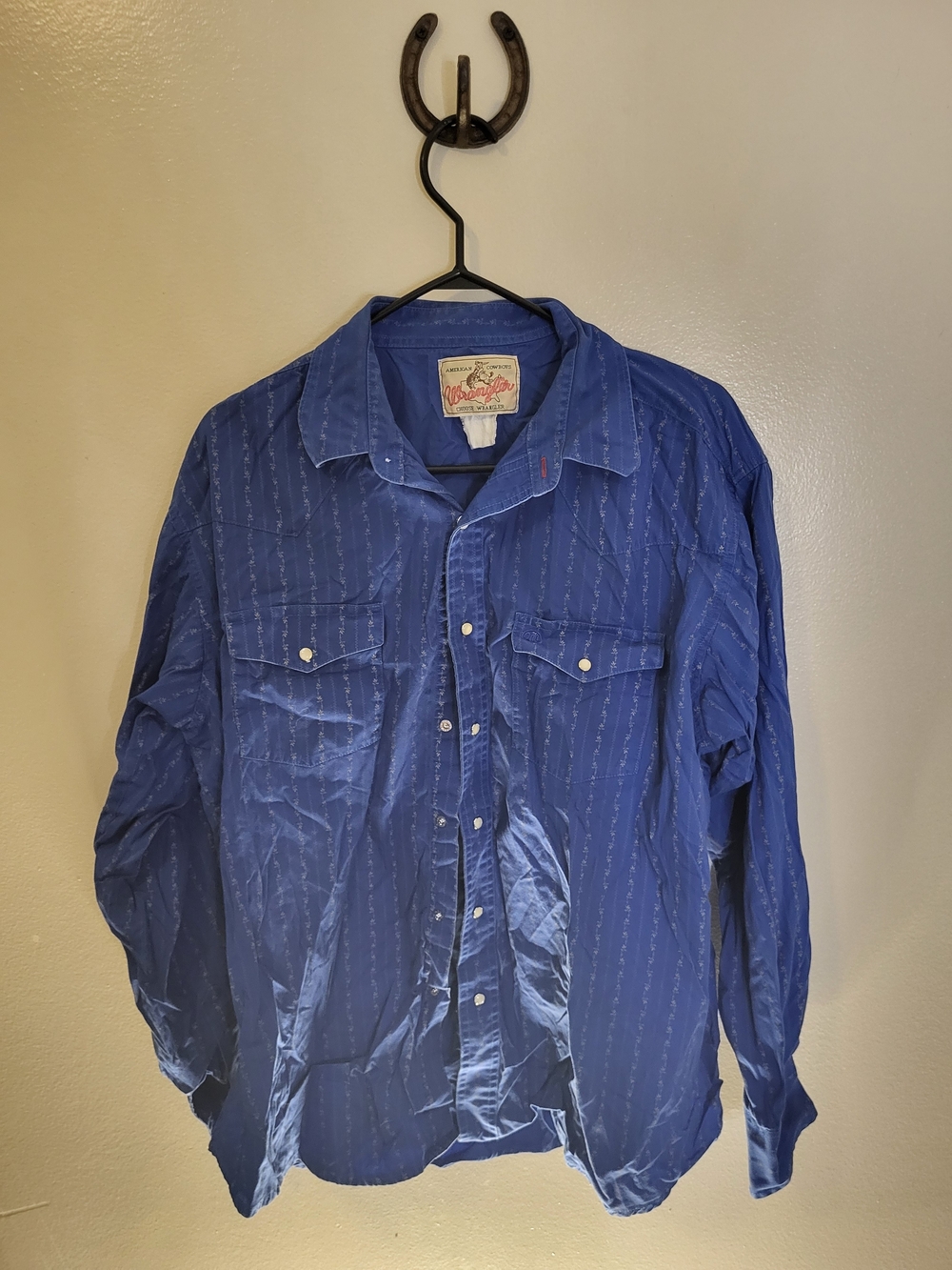 Wrangler Men's Blue Western Snap-Front Shirt